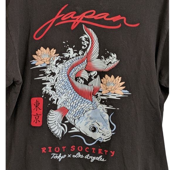Riot Society Tokyo x Los Angeles Fish Lotus Flower Japanese Writing Men's Medium - Picture 2 of 5